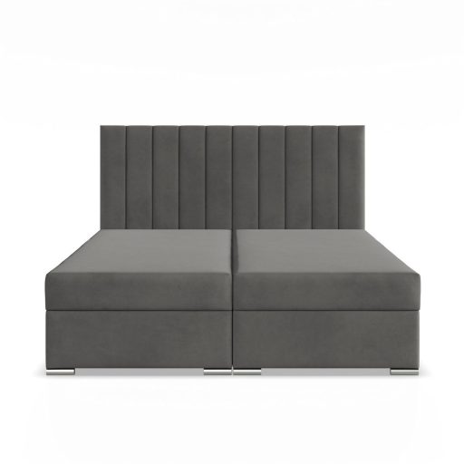 Agen ágy, bársony, 140 x 200, ágyneműtartóval, sötétszürke 