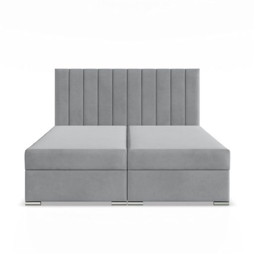 Agen ágy, bársony, 140 x 200, ágyneműtartóval, szürke