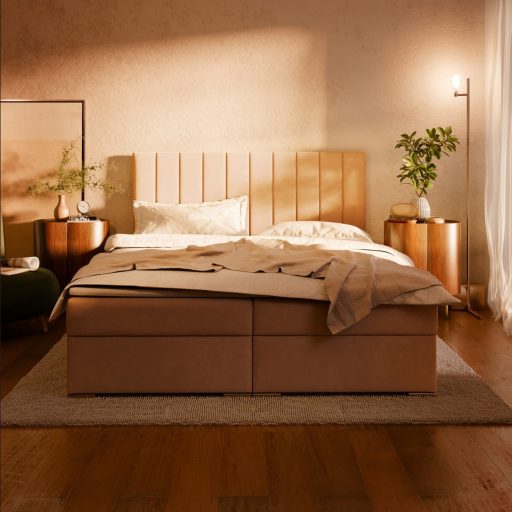 Agen ágy, szövet, 140 x 200, ágyneműtartóval, fekete