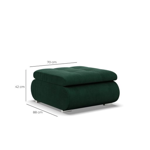 Tokio puff, kordbársony, zöld