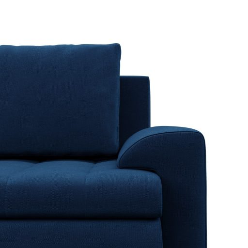 Tokio sarokkanapé, L alakú háttámlával, 2 ágyneműtartóval, bársony, jobboldali, kék