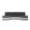 Tokio U alakú sarokkanapé, 3 ágyneműtartóval, fonott + műbőr, univerzális oldal, sötétszürke - fehér