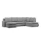 Tokio U sarokkanapé, 3 ágyneműtartóval, kordbársony, jobboldali, szürke
