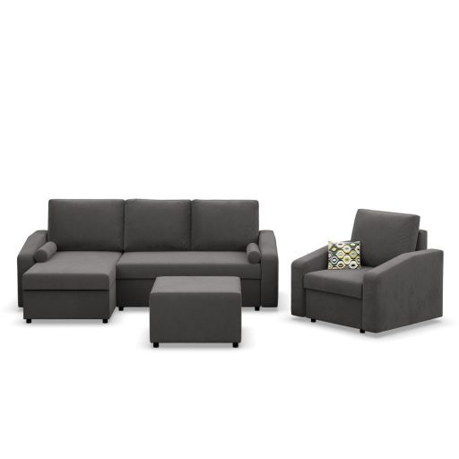 Zeus fotel, döntött kartámasz, bársony, bonell töltet, világosszürke