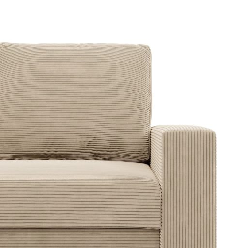 Zeus fotel, egyenes kartámasz, kordbársony, hab töltet, bézs