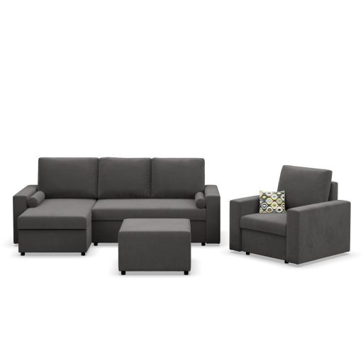 Zeus fotel, egyenes kartámasz, kordbársony, hab töltet, kék