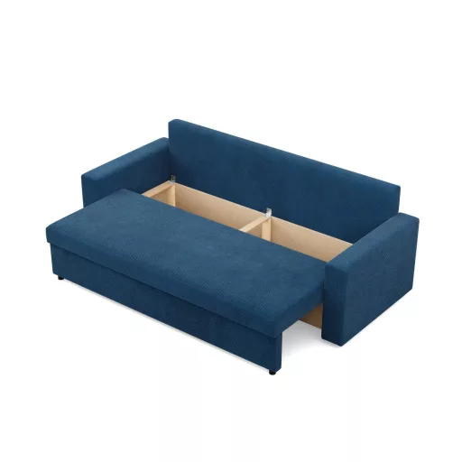 Zeus kanapéágy, kordbársony, bonell töltet, egyenes kartámasz, kék