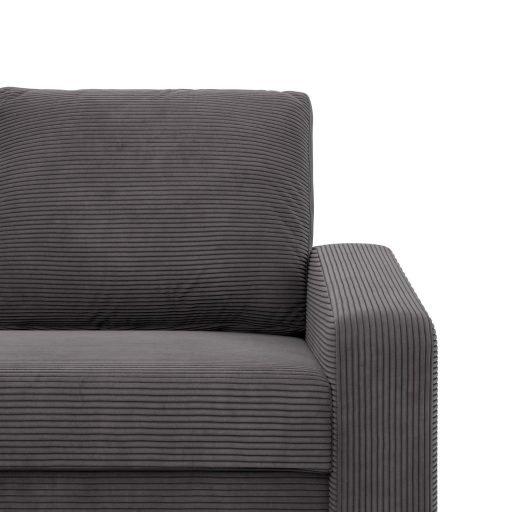 Zeus sarokkanapé, 2 ágyneműtartóval, döntött kartámasz, kordbársony, univerzális oldal, bonell töltet, szürke 