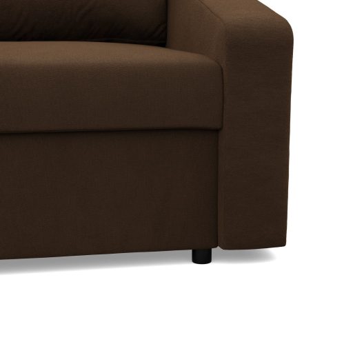 Zeus sarokkanapé, 2 ágyneműtartóval, döntött kartámasz, szövet anyag, univerzális oldal, hab töltet, barna