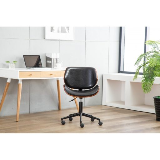 Forgó irodai szék, Tony, dió - fekete bőr