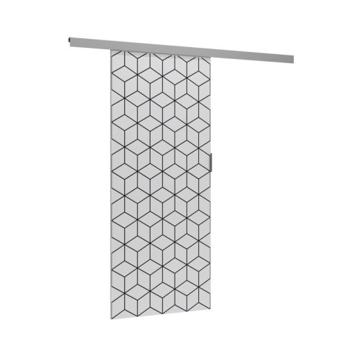 Luca tolóajtó geometrikus mintával, fehér