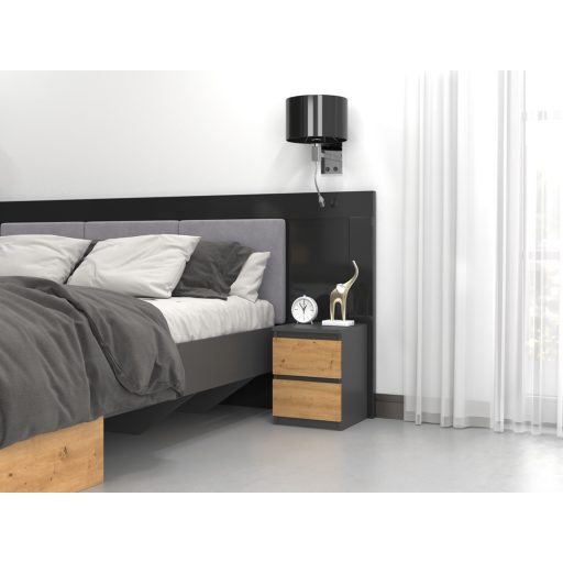 M2 éjjeliszekrény, antracit-tölgy