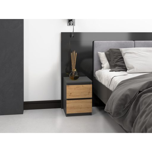M2 éjjeliszekrény, antracit-tölgy