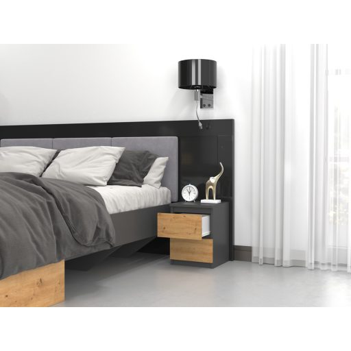 M2 éjjeliszekrény, antracit-tölgy