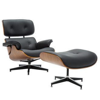 Forgó irodai fotel lábtartóval, Lord, dió-fekete bőr