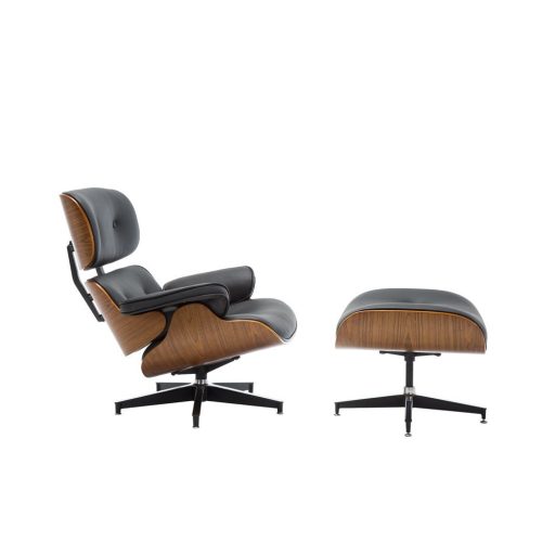 Forgó irodai fotel lábtartóval, Lord, dió-fekete bőr