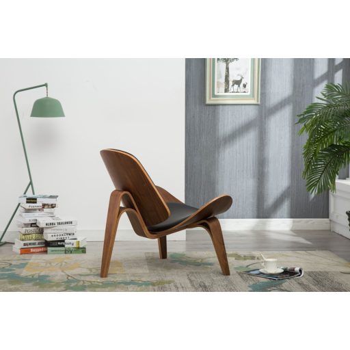 Szabadidő fotel, Niko, dió-fekete bőr