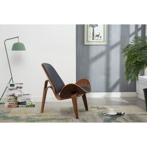 Szabadidő fotel, Niko, dió-fekete bőr