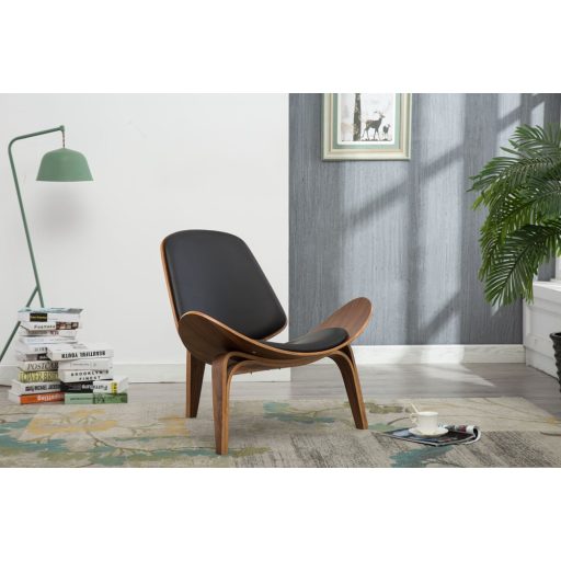 Szabadidő fotel, Niko, dió-fekete bőr