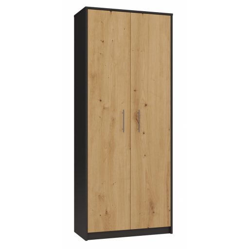 MIX Oliv 2D könyvespolc, irodai szekrény, 74x180x35 cm, antracit-tölgy