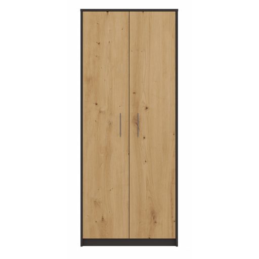 MIX Oliv 2D könyvespolc, irodai szekrény, 74x180x35 cm, antracit-tölgy