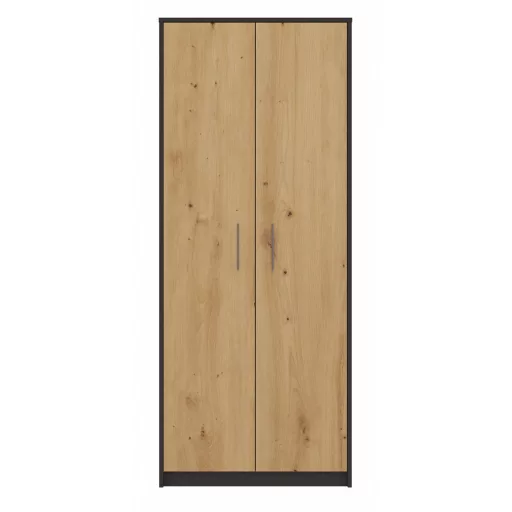 MIX Oliv 2D könyvespolc, irodai szekrény, 74x180x35 cm, antracit-tölgy