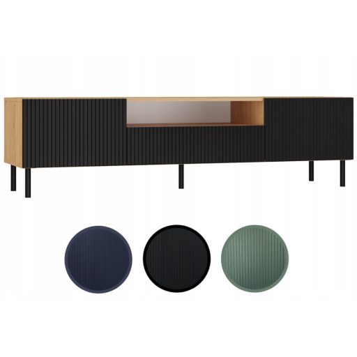 MIX RTV KAMA160 TV állvány (egyenes mintázat), tölgy-fekete