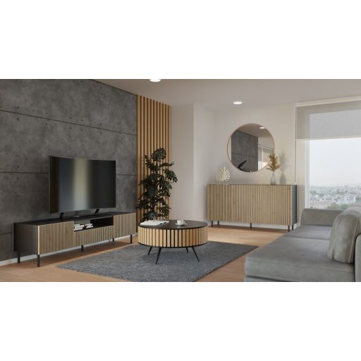 MIX RTV KAMA160 TV állvány, fekete-tölgy