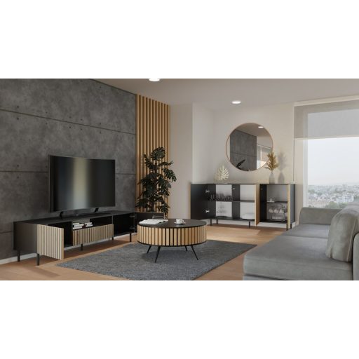 MIX RTV KAMA160 TV állvány, fekete-tölgy