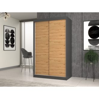   MIX IGA 120 tolóajtós gardróbszekrény, 120x200x61 cm, antracit-tölgy