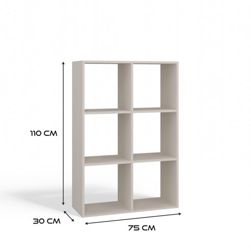 Malax 2x3 polc, 110x75x30 cm, kasmír