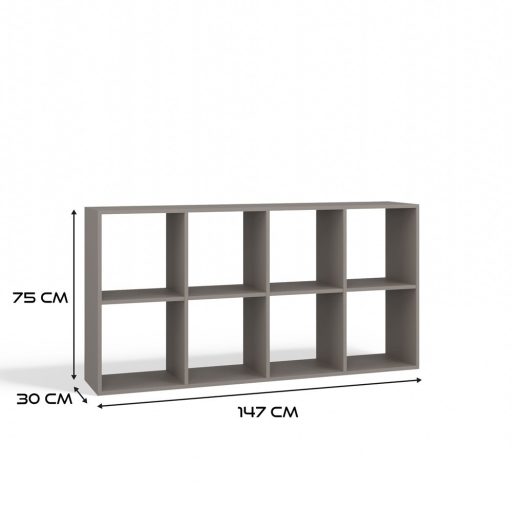 Malax 2x4 polc, 147x75x30 cm, agyag színű