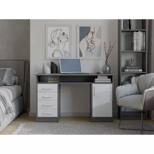 ADA íróasztal 125x55x75 cm, fehér-antracit