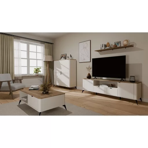CORDOBA dohányzóasztal 110x63x11.5 cm, kasmír- tölgy- fekete