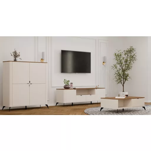 CORDOBA dohányzóasztal 110x63x11.5 cm, kasmír- tölgy- fekete