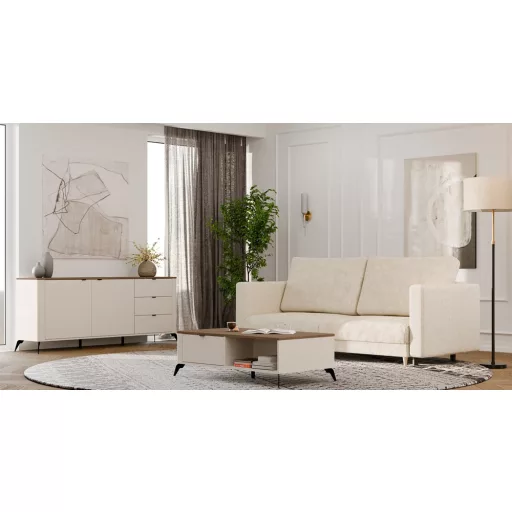 CORDOBA dohányzóasztal 110x63x11.5 cm, kasmír- tölgy- fekete
