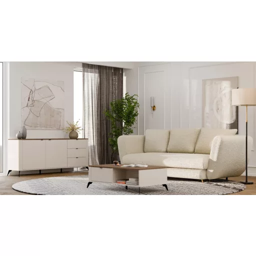 CORDOBA dohányzóasztal 110x63x11.5 cm, kasmír- tölgy- fekete