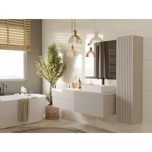 TIGO 1D2S fürdőszoba fali mosdószekrény 140x53x37.5 cm, kasmír (mosdókagyló nélkül)