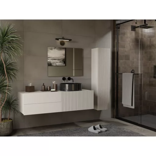 TIGO 1D2S fürdőszoba fali mosdószekrény 140x53x37.5 cm, kasmír (mosdókagyló nélkül)