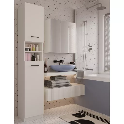 POLA 2DL fürdőszoba szekrény 60x22x60 cm mosdóval, tükörrel, kasmír