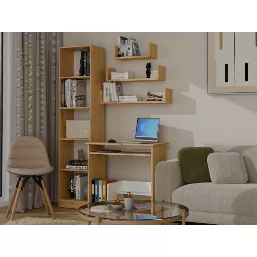 MOBI 3P fali polcok 80/60/40x20x14 cm, tölgy (3 részes)