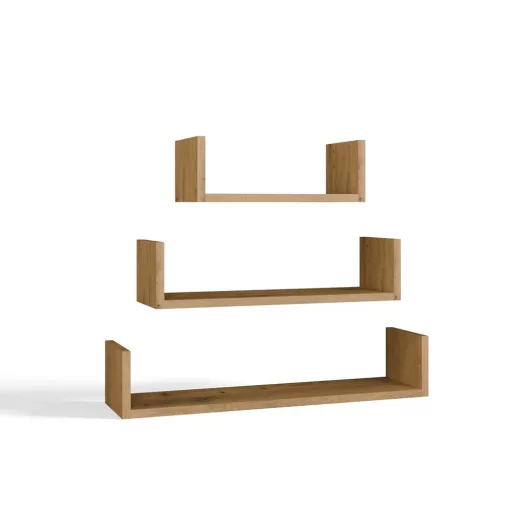 MOBI 3P fali polcok 80/60/40x20x14 cm, tölgy (3 részes)