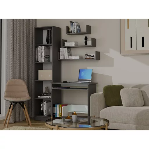 MOBI 3P fali polcok 80/60/40x20x14 cm, antracit (3 részes)