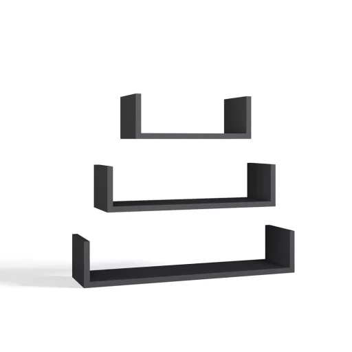 MOBI 3P fali polcok 80/60/40x20x14 cm, antracit (3 részes)