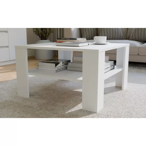 SQUARE dohányzóasztal 68x68x40 cm, fehér