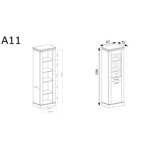 Antica A-11 vitrin, arany tölgy