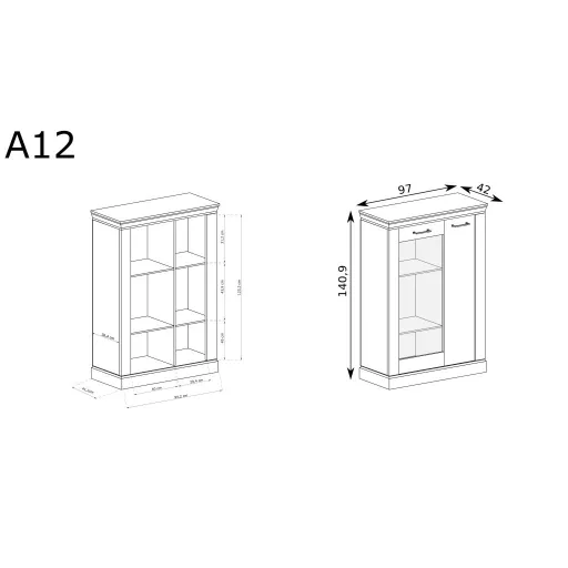 Antica A-12 vitrin, arany tölgy