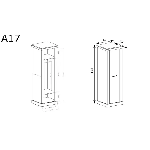 Antica A-17 gardróbszekrény, arany tölgy