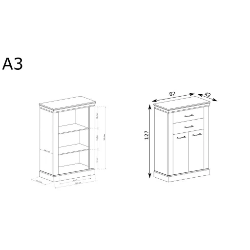 Antica A-3 komód, arany tölgy