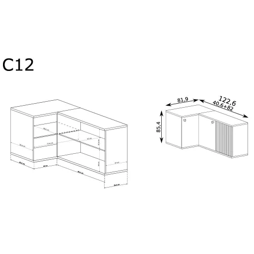 Cali C-12 komód, tölgy, (fekete fém lábak nélkül)